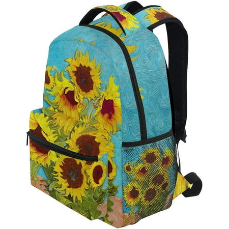 Oil Painting Sunflower Print Backpack Laptop Compartment Girls Printed Bag Teen Rucksacks Oil Painting Sunflower Print Backpack Laptop Compartment Girls Printed Bag Teen Rucksacks